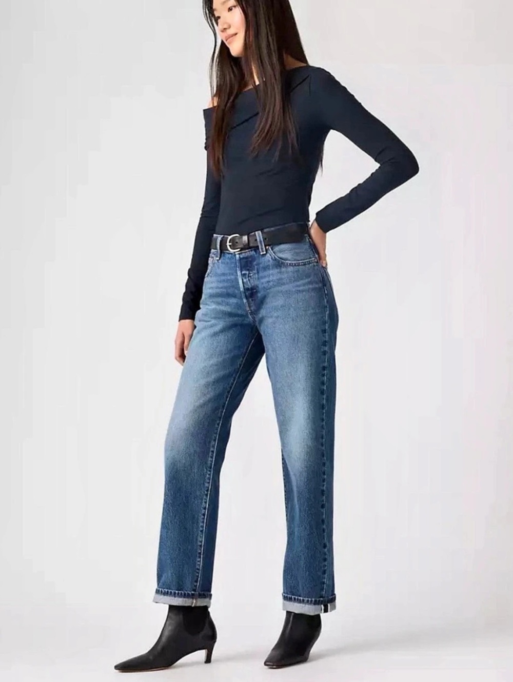 Levi's 501 90's Pinch Waist High Rise Straight Leg Jeans Straight Leg Blue Jeans